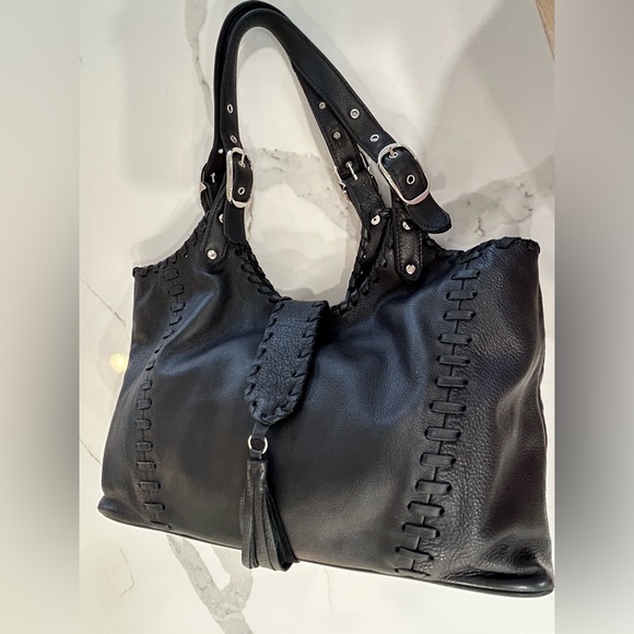 Rosanna Nichole black leather Super soft HOBO purse with snake pattern lining - Picture 14 of 16
